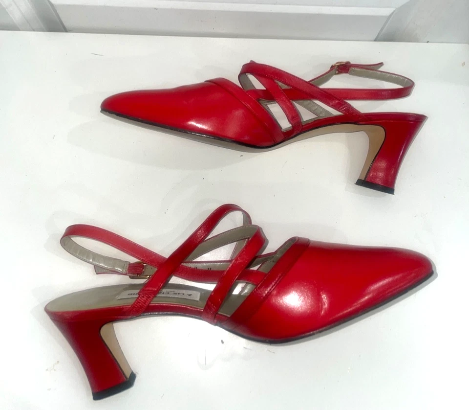 Liz Claiborne Noel Vintage Feminino Salto Gatinho Slingback tamanho 10 Couro Genuíno - Imagem 4 de 4