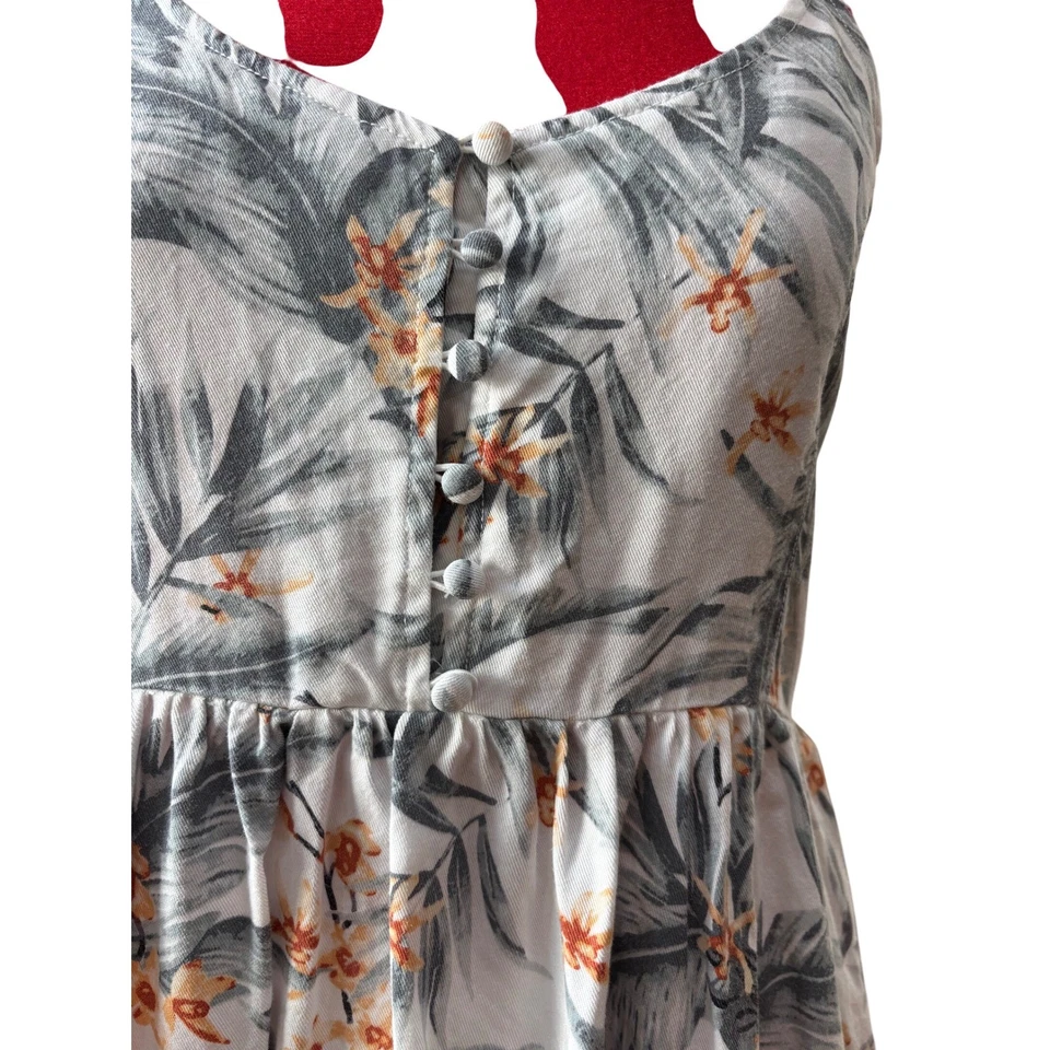 Vestido Rip Curl S Blanco Floral Estampado Tropical Informal Solero Coqueta Vacaciones Foto 2 de 4