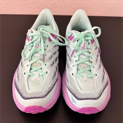 HOKA ONE ONE Speedgoat 5 Women's Low Top Mesh Lace-Up Sneakers Green/Purple.