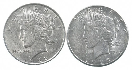 1922 & 1923-S & Peace Silver Dollar $1 Bullion Collection Lot *952