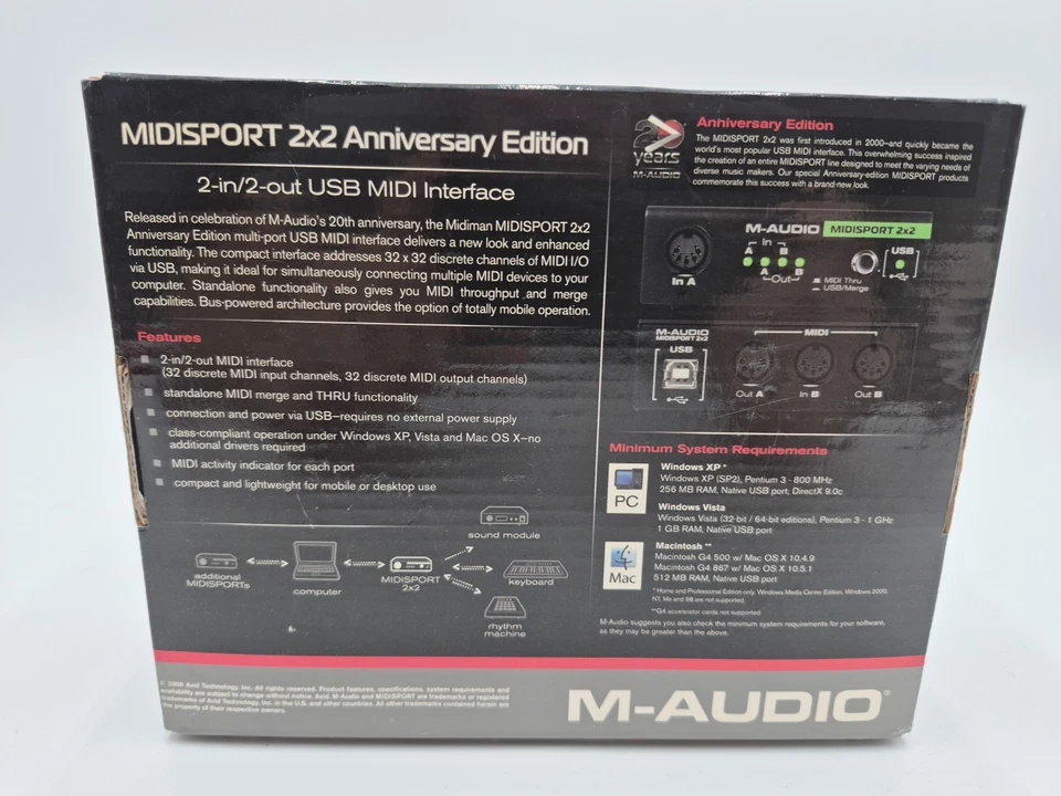 M-AUDIO MIDISPORT 2x2/Midiman Anniversary Edition NEW - Image 2 of 4