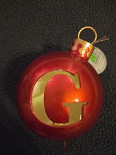 Pre - Lit Monogram Letter G Christmas Ornament Red 9" Last Name Gold Bed Bath