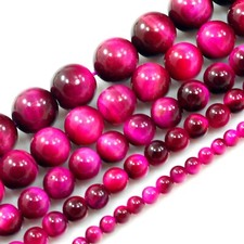 Gemstone Hot Pink Natural Tiger eye Round Loose Beads 15" strand 4 6mm 8 10mm 12