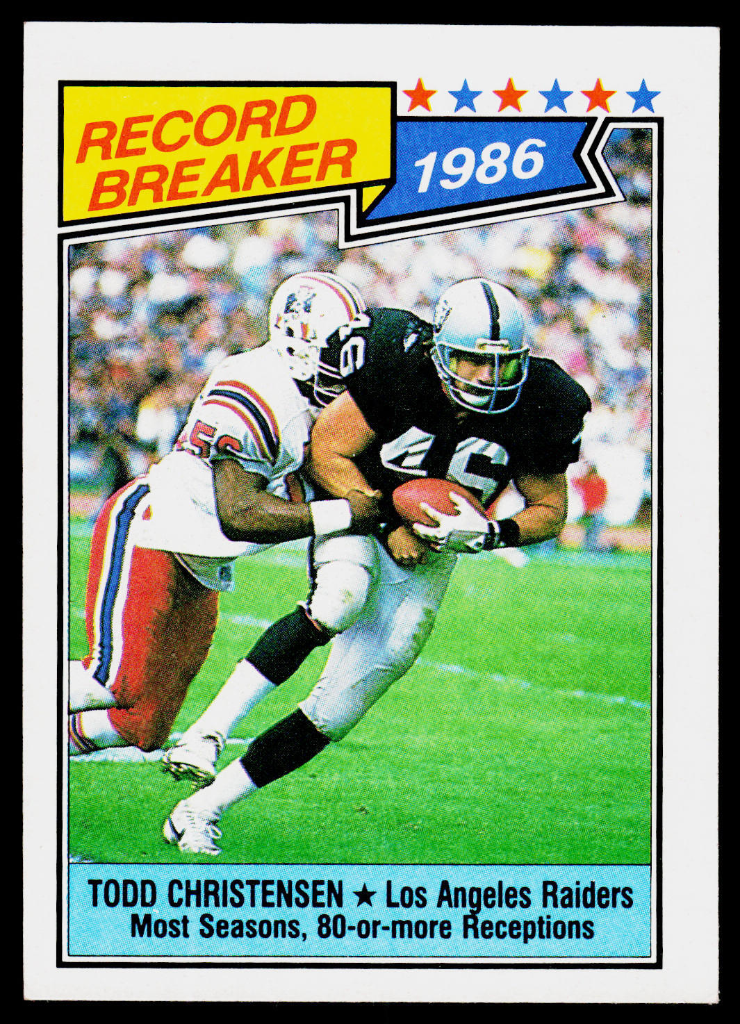 Todd Christensen, 1987 Topps, #2, Los Angeles Raiders,