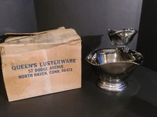 Vintage Vitreon Queens Lusterware, Silver Ombre', Chip and Dip Set In Box