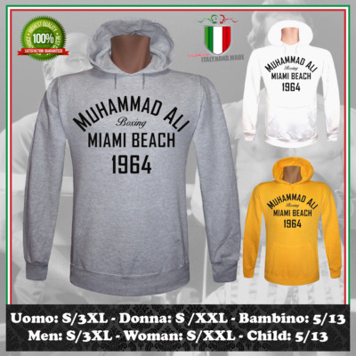 MUHAMMAD ALI BOXING SWEATSHIRT CASSIUS CLAY MIAMI BEACH '64 HERREN DAMEN KINDER HOODIE