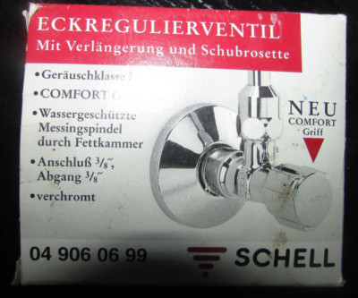 SCHELL 3/8'' Eckregulierventil 04 906 06 99 mit Verlängerung und Rossette (C4)