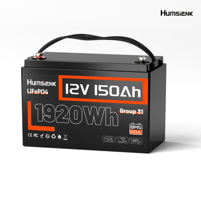 HumSienk 12V 150Ah 1920Wh LiFePO4 Lithium Battery 15000+ Cycles BMS For RV Home