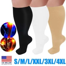 Plus Size Compression Socks 20-30 mmHg for Men Women Medical Stockings S-4XL NEW