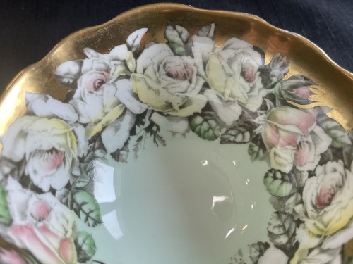 Paragon Double Warrant Rose Garland Cup and Saucer Mint Green with Gold Trim - Picture 14 of 19