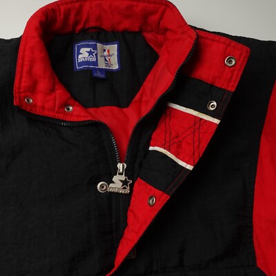 Vintage 90s Chicago Bulls NBA Starter Half Zip Pull Over Jacket