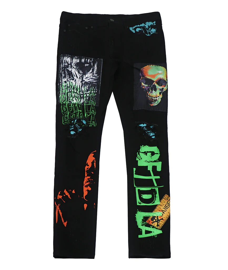 GFTD LA Los Angeles Men's Jayden Skinny Fit Panel Patches