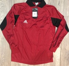Mens teens Adidas football soccer referee shirt Ruby red and black Size small