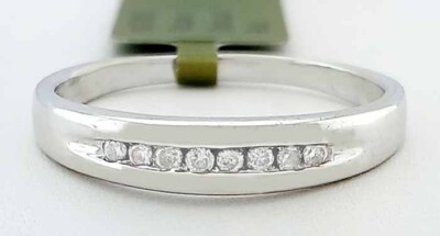 GENUINE DIAMOND BAND RING 10K WHITE GOLD - Free Certificate Appraisal