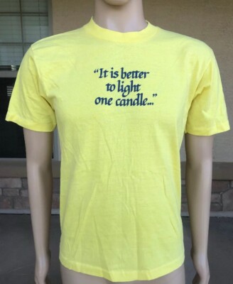 Vintage 80s Shanti-Nilaya Single Stitch T Shirt It Is Better To Light One Candle
