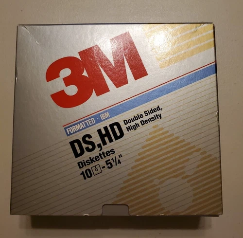 3M DS HD Double Sided High Density IBM 10 Count 5-1/4 Floppy Disks 