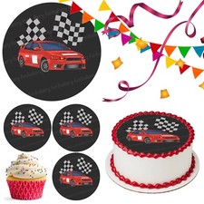 Car Racing Cake Topper Party Decoration Edible Birthday Celebration Gift Cupcake