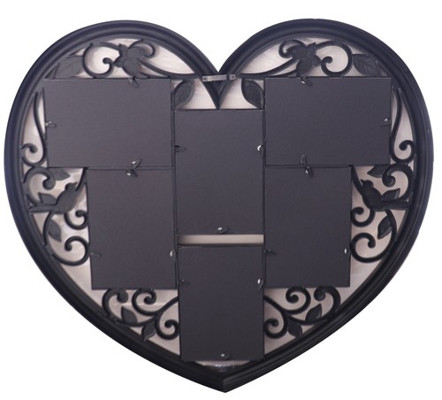 Collage Wall Picture Frame Holds 6 Images Wall Hanging Photos Heart Frame, Gold - Picture 2 of 3