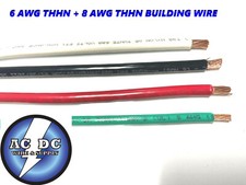 50' EA THHN THWN 6 AWG GAUGE BLACK WHITE RED COPPER WIRE + 50 8 AWG GREEN