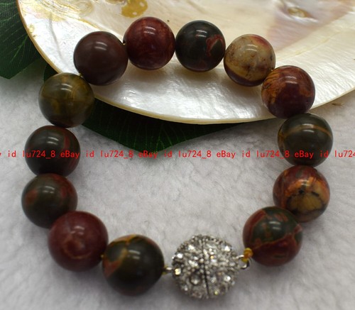 Pretty 12mm Natural Multicolor Gemstone Round Beads Bracelet 7.5" Magnetic Clasp - Picture 156 of 216