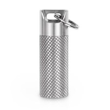Titanium Pill Container with Keychain Necklace Chain for Travel Purse Pocket