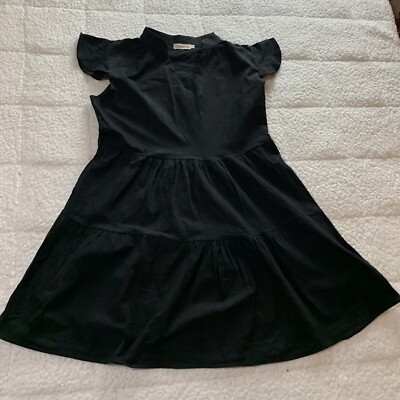 short black smock dress ASOS DESIGN Curve cord smock tee mini dress with waist seam detail in black