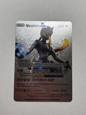 Mewtwo GX Silver Foil Fan Art Display Card Dark Nova 300 HP NM | eBay
