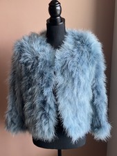 Jocelyn Short Jacket Bolero Real Dyed Feather Cropped Size Ps Gray