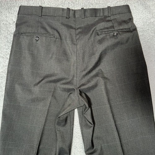 Vintage Hunting Horn Dress Pants 37R Dark Gray Classic Wool Stripe Italy 36x29 - Picture 11 of 13