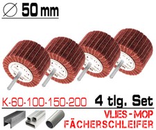4 tlg Schleifmop Vlies Mop Lamellen Walze Fächer Schleifer Set Ø 50mm K60 - K200