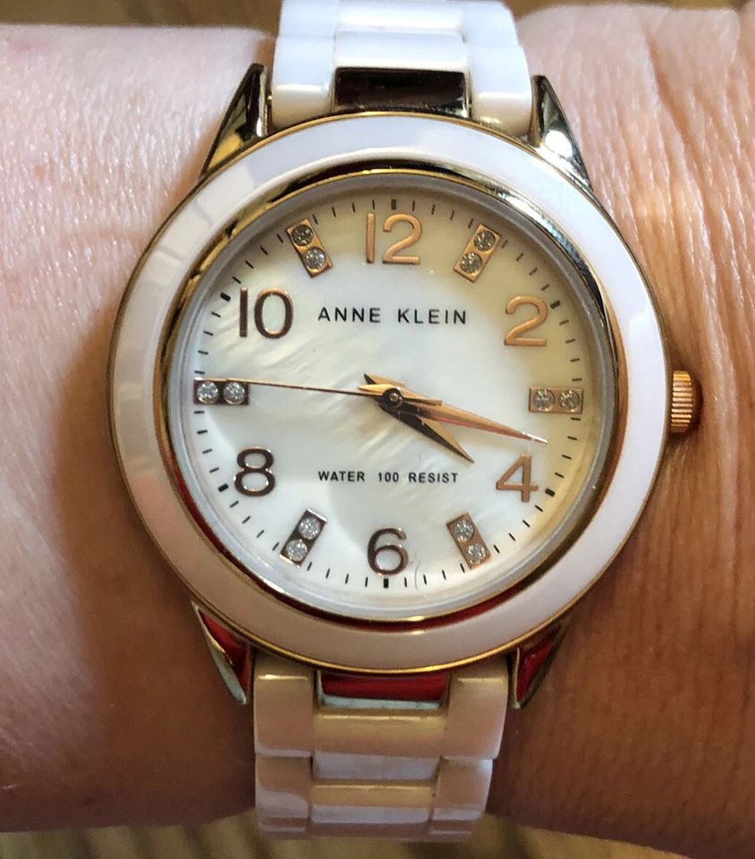 Women Anne Klein Blush Ceramic Mother-of-pearl Rose gold-Tone Watch - Image 2 of 4