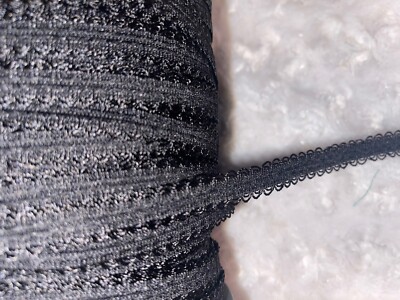 10 yards BLACK double edge PICOT edged loop stretch doll craft elastic 1/2'' inch