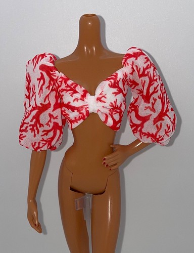 @BarbieStyle #6 Luxury Resort Made to Move Doll Outfit Chiffon Crop Top Blouse