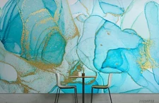 3D Blue Golden Texture Wallpaper Wall Mural Removable Self-adhesive Sticker671