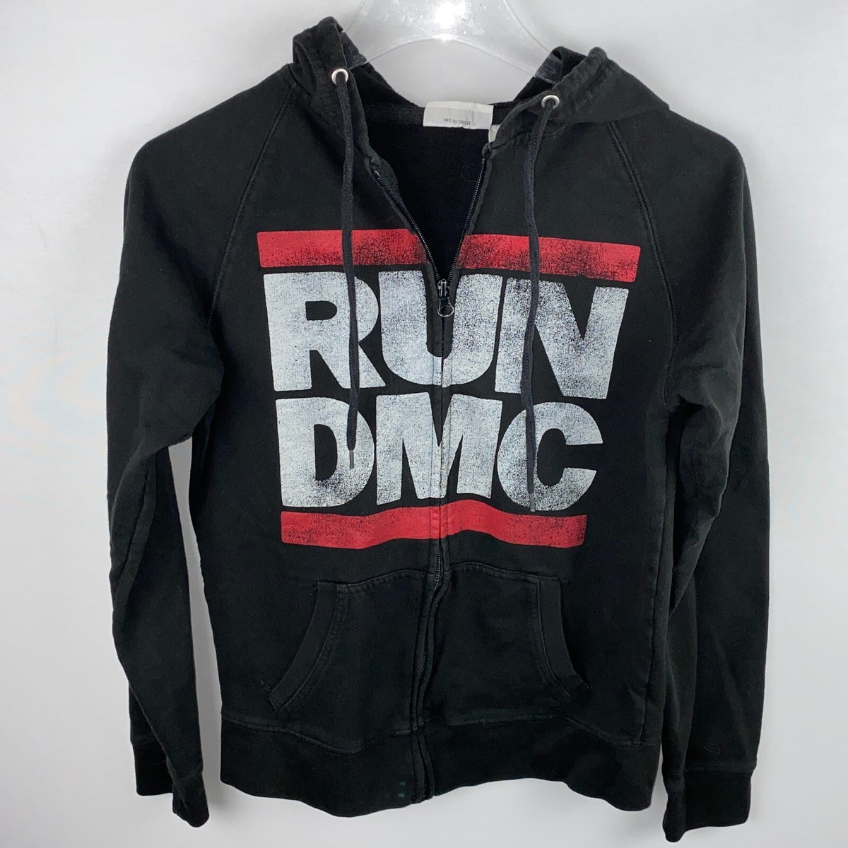 Live Nation Hip Hop RUN DMC Black Graphic Zip Up Sweatshirt Hoodie