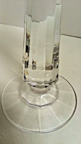 Vintage 12" Tall 24% Lead Crystal FootedTaper Pillar Candleholder Cut Planked EU - Picture 14 of 17