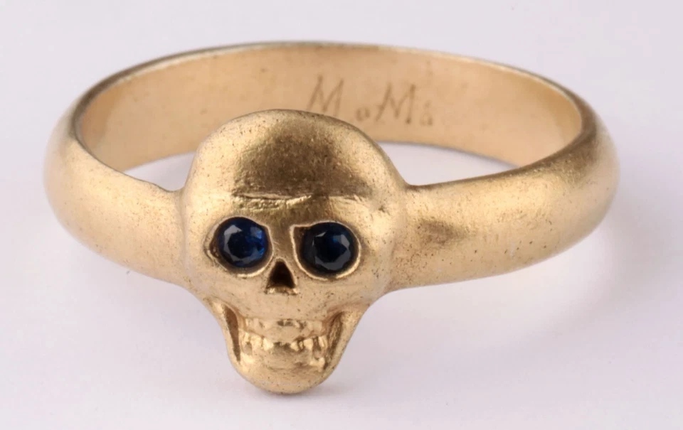 Antique Skull Initial M.M Gold Ring WW2 Gothic WW1 Death head WWI Victorian styl - Image 3 of 4