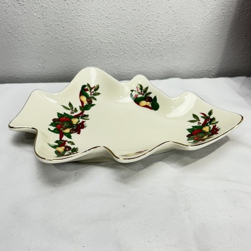 Vintage Christmas Tree Shaped Dish AMC N.Y. Christmas Bounty Porcelain F-9116 - Picture 8 of 11