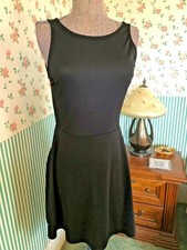 WOMENS DIVIDED DRESS SEXY LITTLE BLACK DRESS SLEEVELESS WAIST LOW V BACK EUC 8
