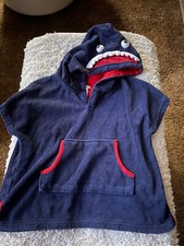 Pottery Barn Kids Boys Sz. 4/6 Blue Terry   Monster  Hooded Swim Cover