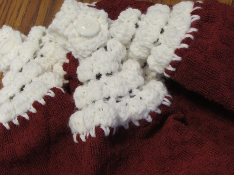 2 подвесных кухонных полотенца бордовые комплект крючком топы ручной работы красные - Изображение 2 из 4