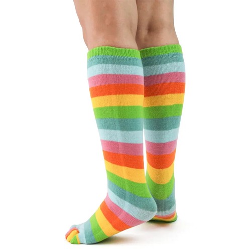 Citrus Stripe Toe Women Knee High Socks Size 9-11 Foot Traffic Fashion New - Picture 5 of 5