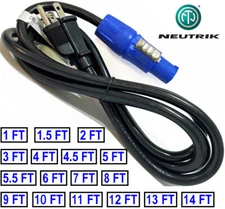 NEUTRIK POWER CORD 3Prong NEMA 5-15P to NEUTRIK PowerCON NAC3FCA 16AWG UL 1-30ft