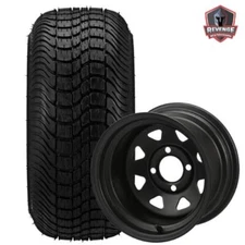 12" Black Steel Golf Cart Wheels and Tires Combo (215/35-12) Set of 4