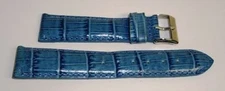 Genuine Leather Strap Choose From 18 or 20mm Blue Steel Buckle