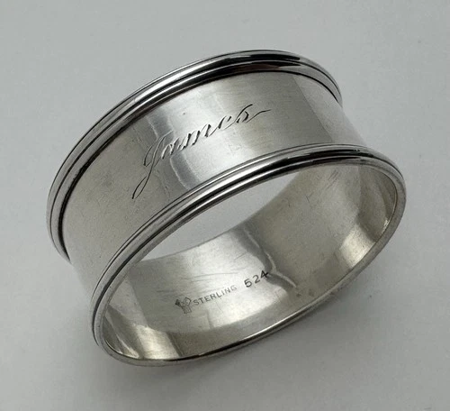 A Beautiful Roger’s Lunt & Bowlen Co Antique Sterling Silver Napkin Ring “James”