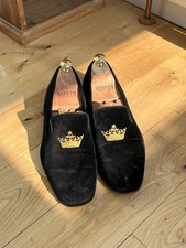 Church’s Sovereign Black Velvet Slipper Loafer Uk 9 Eu 43 - Good Condition