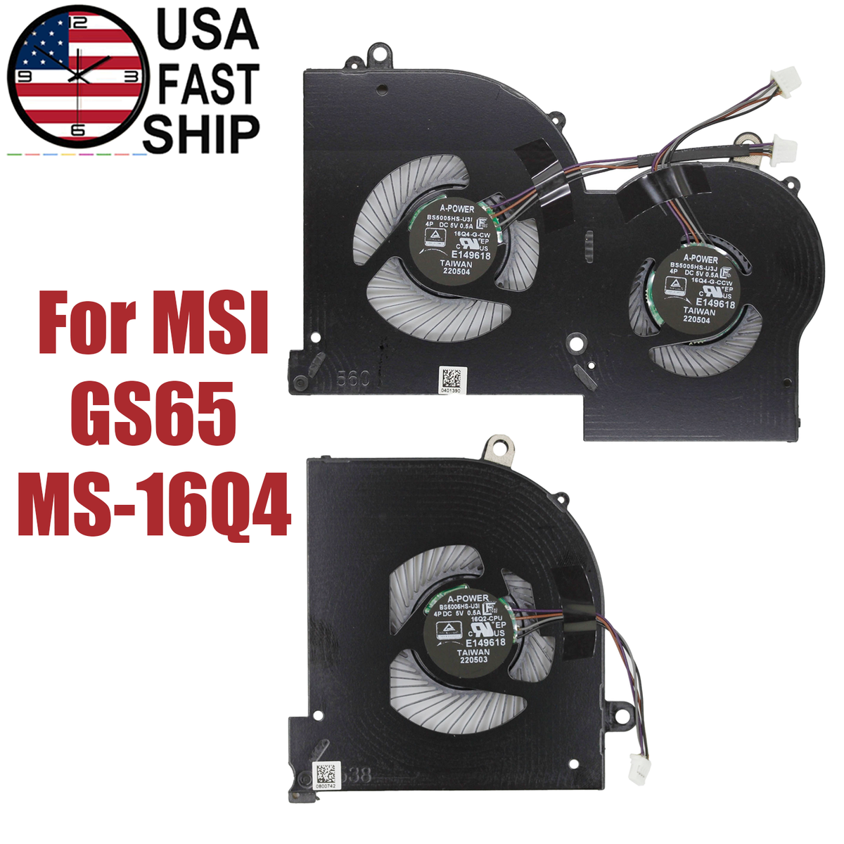 Ventilateur de CPU+GPU pour MSI GS65 Stealth 9SD-413