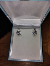 Vintage Pierced Diamante Earrings Costume Jewellery Silver Tone