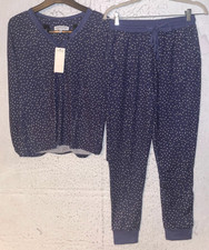 Karen Neuburger LIVE LOVE LOUNGE Blue Polka Dot Jogger Pajama Set S M POCKET NWT